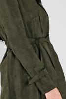 Hijab clothing KHAKI BELT DETAIL SUEDE TRENCH COAT 7107