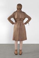 Tesettür giyim BEJ BELİ KUŞAKLI SÜET TRENÇKOT 7107