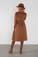 Tesettür giyim TABA BELİ KUŞAKLI SÜET TRENÇKOT 7107