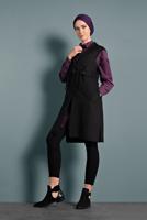 Tesettür giyim SİYAH  ALVİNA BELİ BÜZGÜLÜ DÜĞMELİ YELEK 40121