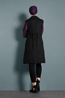 Tesettür giyim SİYAH  ALVİNA BELİ BÜZGÜLÜ DÜĞMELİ YELEK 40121