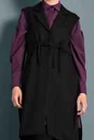 Tesettür giyim SİYAH  ALVİNA BELİ BÜZGÜLÜ DÜĞMELİ YELEK 40121