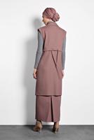 Tesettür giyim PUDRA  ALVİNA BELİ BÜZGÜLÜ DÜĞMELİ YELEK 40121