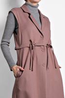 Tesettür giyim PUDRA  ALVİNA BELİ BÜZGÜLÜ DÜĞMELİ YELEK 40121