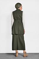 Tesettür giyim HAKİ ALVİNA DÜĞMELİ KEMERLİ YELEK 40122