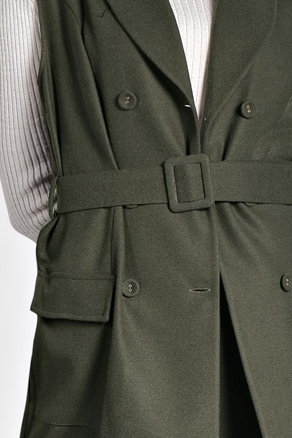 Tesettür giyim HAKİ ALVİNA DÜĞMELİ KEMERLİ YELEK 40122