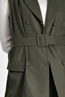 Tesettür giyim HAKİ ALVİNA DÜĞMELİ KEMERLİ YELEK 40122