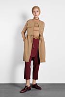 Tesettür giyim BEJ ALVİNA BİSİKLET YAKA BELİ LASTİKLİ FERMUARLI YELEK 40247