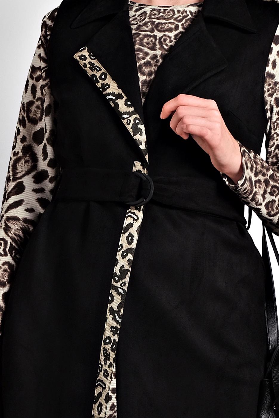 Tesettür giyim SİYAH ALVİNA SÜET YELEK T 40306