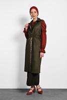 Tesettür giyim HAKİ ALVİNA SÜET YELEK T 40306