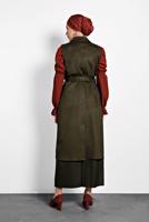 Tesettür giyim HAKİ ALVİNA SÜET YELEK T 40306