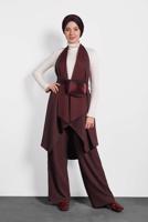 Tesettür giyim BORDO ALVİNA ASİMETRİK KESİM SALAŞ YELEK 40417