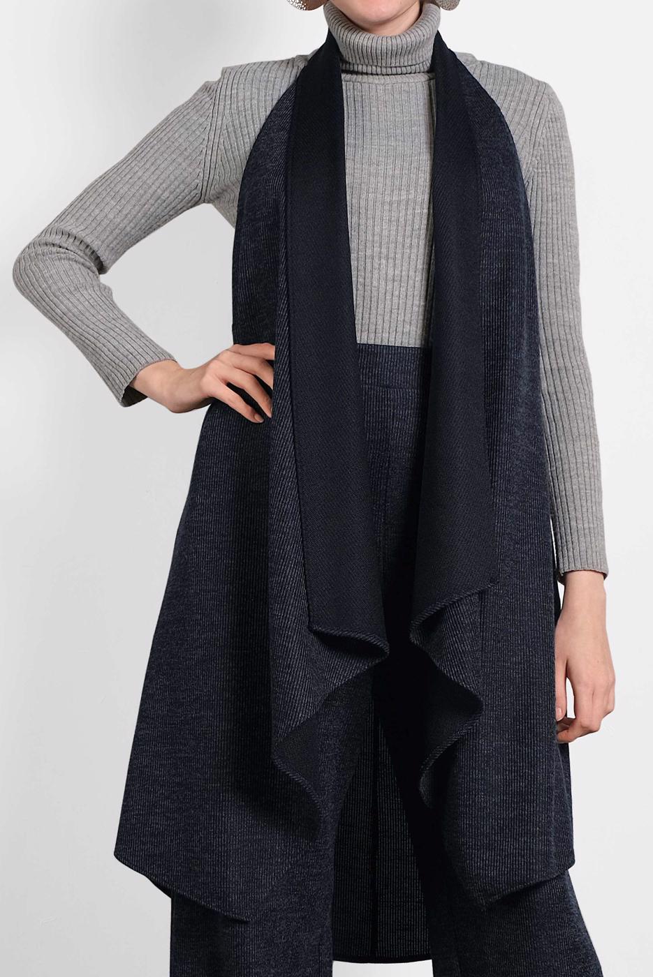 Tesettür giyim LACİVERT ALVİNA ASİMETRİK KESİM SALAŞ YELEK 40417