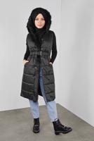 Tesettür giyim SİYAH ALVİNA KAPÜŞONLU ŞİŞME YELEK 90064