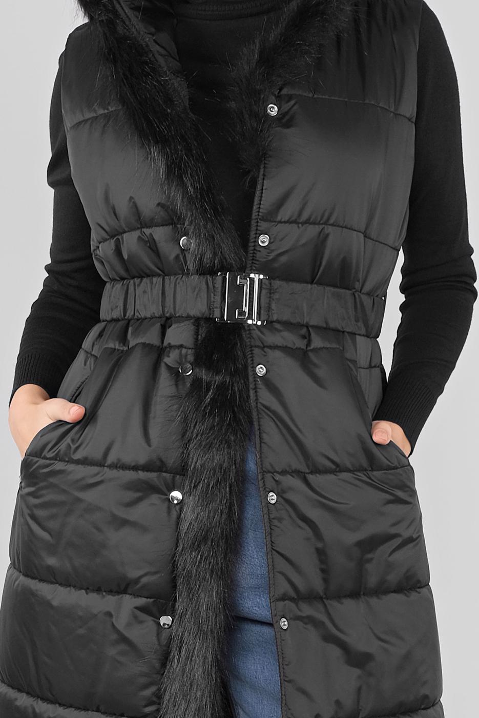 Tesettür giyim SİYAH ALVİNA KAPÜŞONLU ŞİŞME YELEK 90064