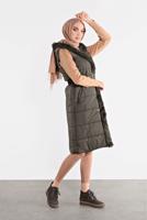 Tesettür giyim HAKİ ALVİNA KAPÜŞONLU ŞİŞME YELEK 90064