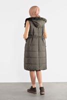 Tesettür giyim HAKİ ALVİNA KAPÜŞONLU ŞİŞME YELEK 90064