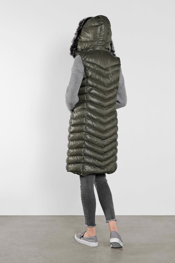 Hijab clothing  FAUX-FUR-TRIM HOODED PUFFER GILET 673 - TRENDTESETTÜR