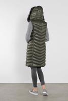 Hijab clothing KHAKI FAUX-FUR-TRIM HOODED PUFFER GILET 673