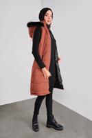 Hijab clothing BROWN FAUX-FUR-TRIM HOODED GILET 1000 