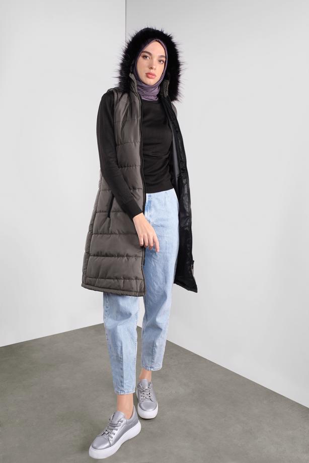 Vêtements hijab  FAUX-FUR-TRIM HOODED GILET 1000  - TRENDTESETTÜR