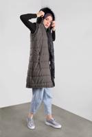 Tesettür giyim GRİ KÜRKLÜ KAPÜŞONLU ŞİŞME YELEK 1000