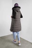 Tesettür giyim GRİ KÜRKLÜ KAPÜŞONLU ŞİŞME YELEK 1000