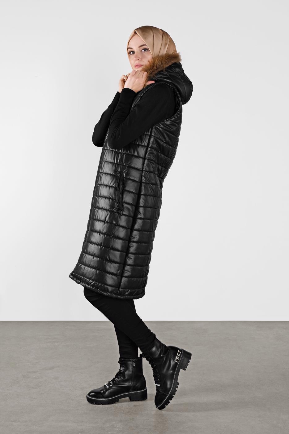 Vêtements hijab NOIR DOUDOUNE AVEC CAPUCHE 1453