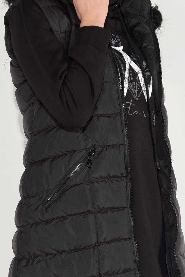 Hijab clothing  FAUX-FUR-TRIM HOODED GILET 1932 - TRENDTESETTÜR