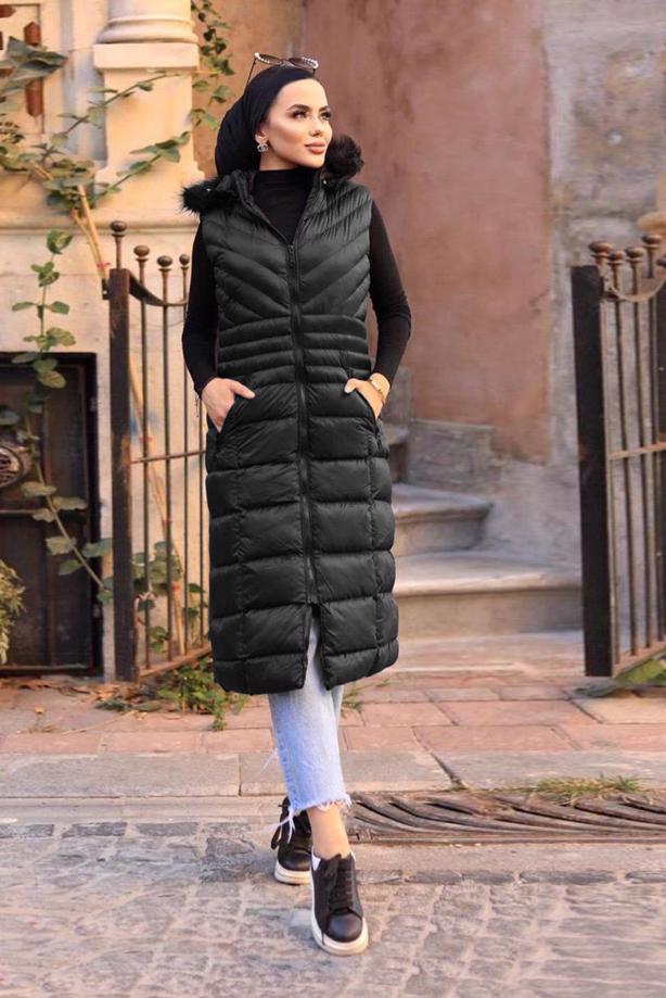 Vêtements hijab  FAUX-FUR-TRIM HOODED PUFFER GILET 1965 - TRENDTESETTÜR