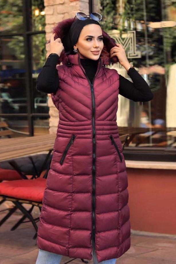 Vêtements hijab  FAUX-FUR-TRIM HOODED PUFFER GILET 1965 - TRENDTESETTÜR