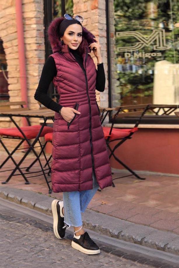 Vêtements hijab  FAUX-FUR-TRIM HOODED PUFFER GILET 1965 - TRENDTESETTÜR
