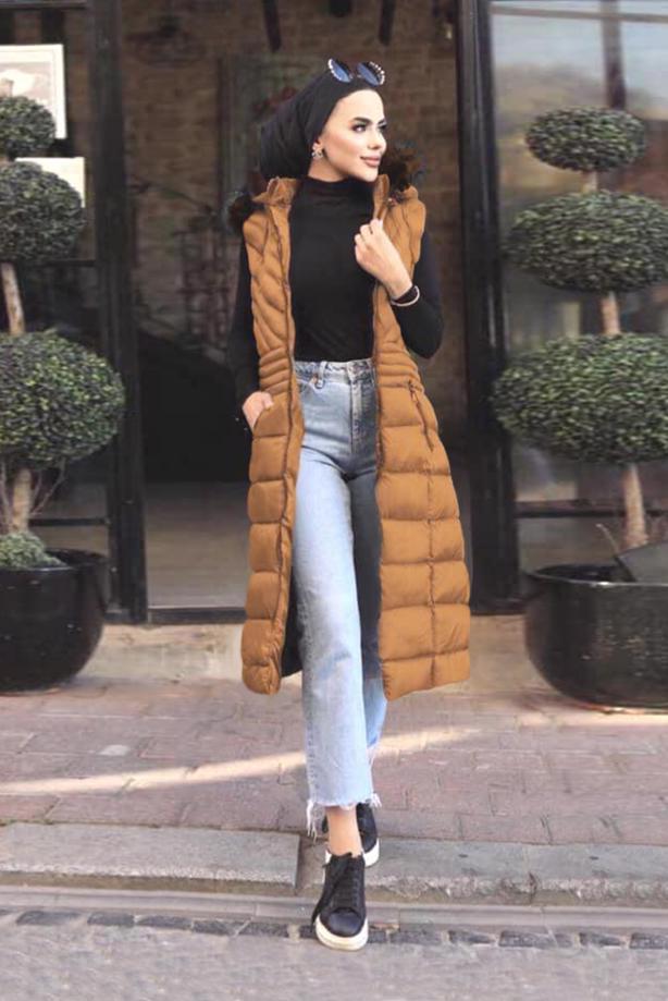 Vêtements hijab  FAUX-FUR-TRIM HOODED PUFFER GILET 1965 - TRENDTESETTÜR