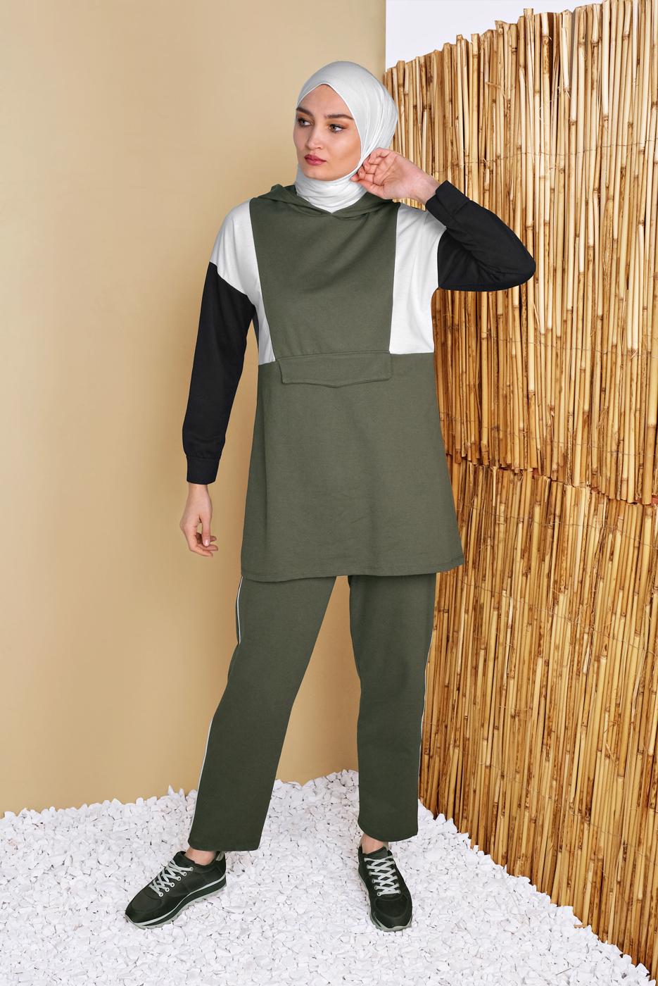 Vêtements hijab KAKI T 7356 NSS-2&prime;Lİ PANT. EŞOFMAN TAKIM