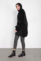 Tesettür giyim SİYAH İNCİ İŞLEME DETAYLI HIRKA 82441