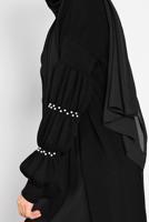 Tesettür giyim SİYAH İNCİ İŞLEME DETAYLI HIRKA 82441