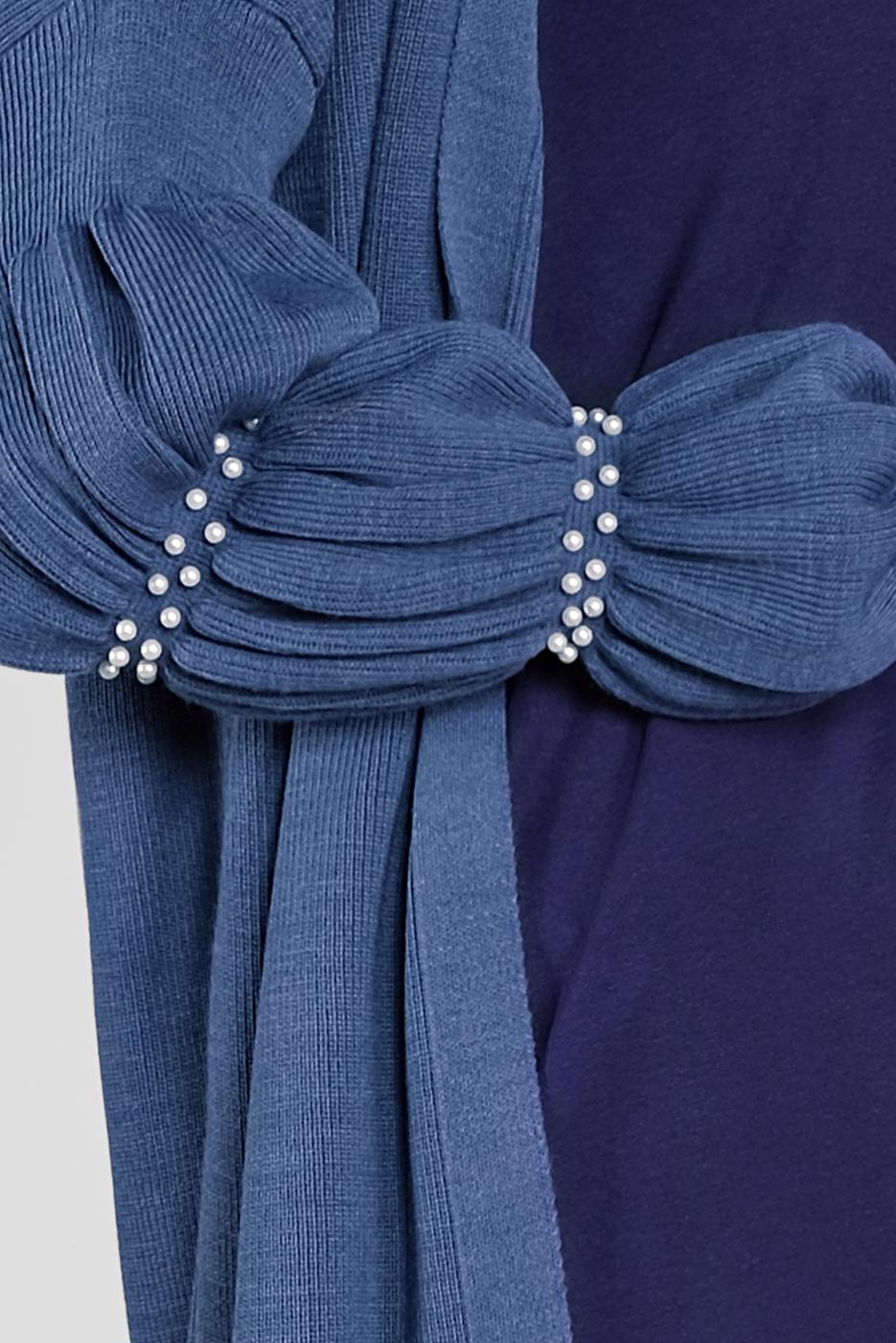 Tesettür giyim LACİVERT İNCİ İŞLEME DETAYLI HIRKA 82441