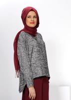 Hijab clothing BLACK ALVİNA ASYMMETRIC CUT 2-PIECE BLOUSE 4544 