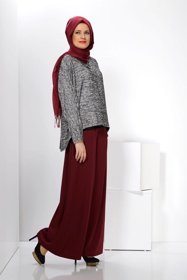 Hijab clothing BLACK ALVİNA ASYMMETRIC CUT 2-PIECE BLOUSE 4544  - TRENDTESETTÜR