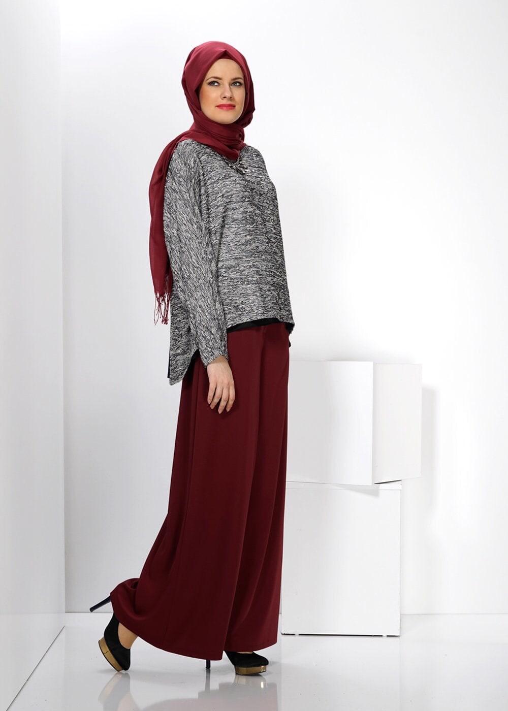 Hijab clothing BLACK ALVİNA ASYMMETRIC CUT 2-PIECE BLOUSE 4544 