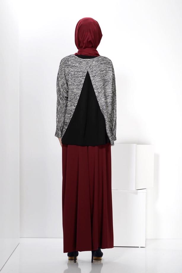 Hijab clothing BLACK ALVİNA ASYMMETRIC CUT 2-PIECE BLOUSE 4544  - TRENDTESETTÜR
