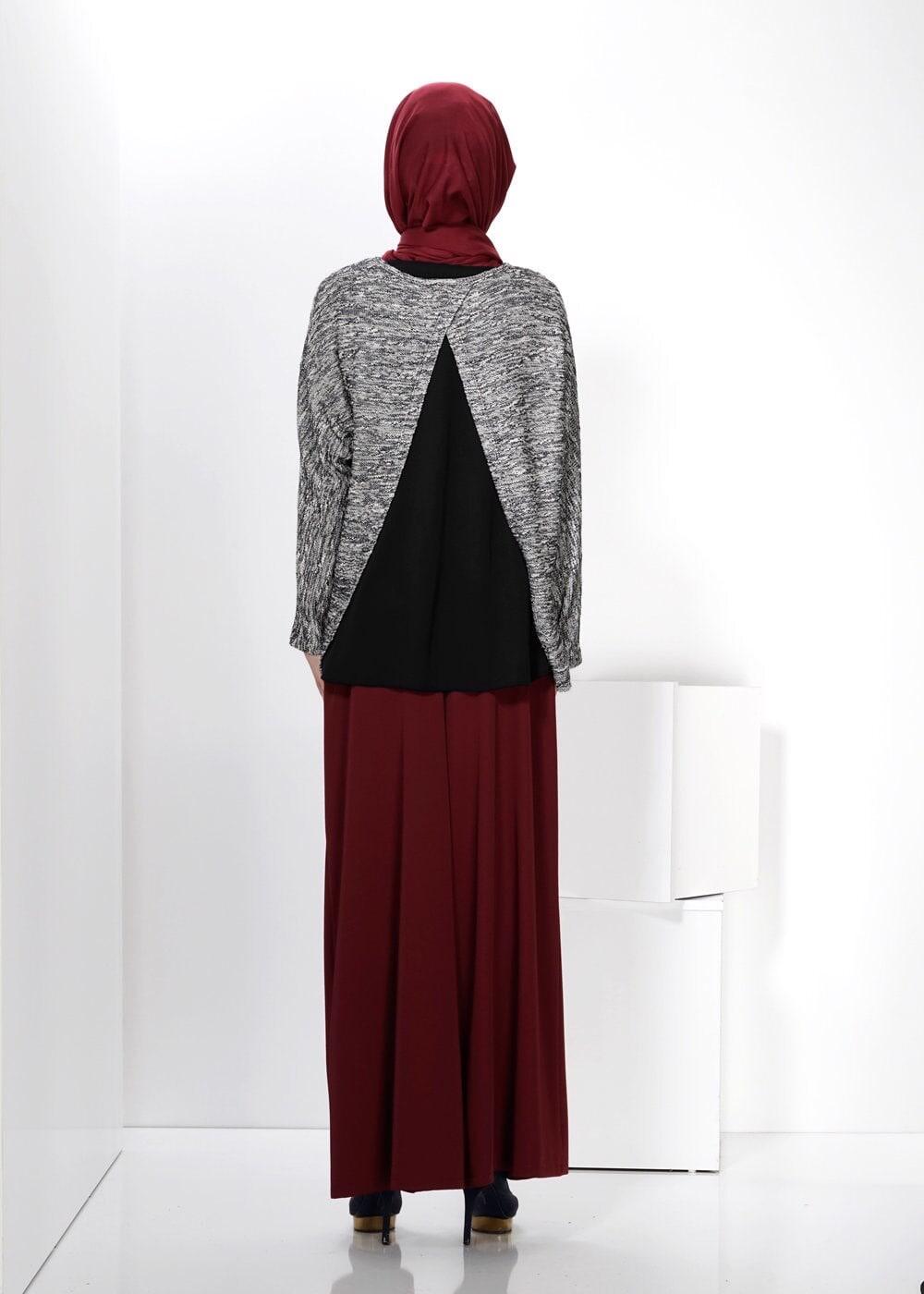 Hijab clothing BLACK ALVİNA ASYMMETRIC CUT 2-PIECE BLOUSE 4544 