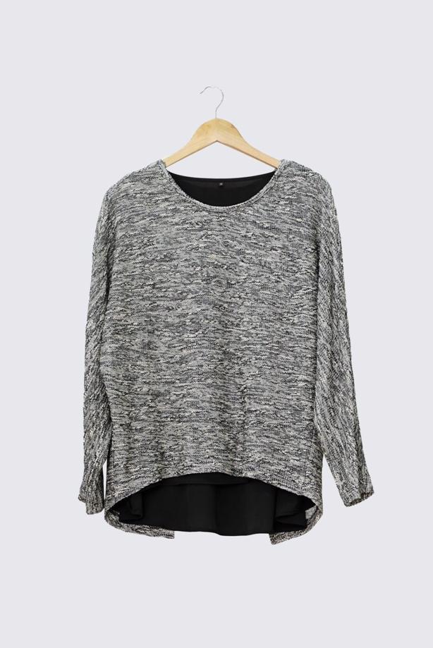 Hijab clothing BLACK ALVİNA ASYMMETRIC CUT 2-PIECE BLOUSE 4544  - TRENDTESETTÜR