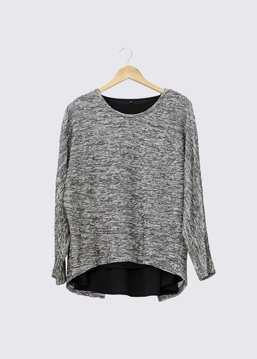 Hijab clothing BLACK ALVİNA ASYMMETRIC CUT 2-PIECE BLOUSE 4544 