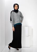Hijab clothing GREEN ALVİNA ASYMMETRIC CUT 2-PIECE BLOUSE 4544 
