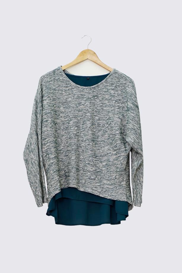 Hijab clothing GREEN ALVİNA ASYMMETRIC CUT 2-PIECE BLOUSE 4544  - TRENDTESETTÜR