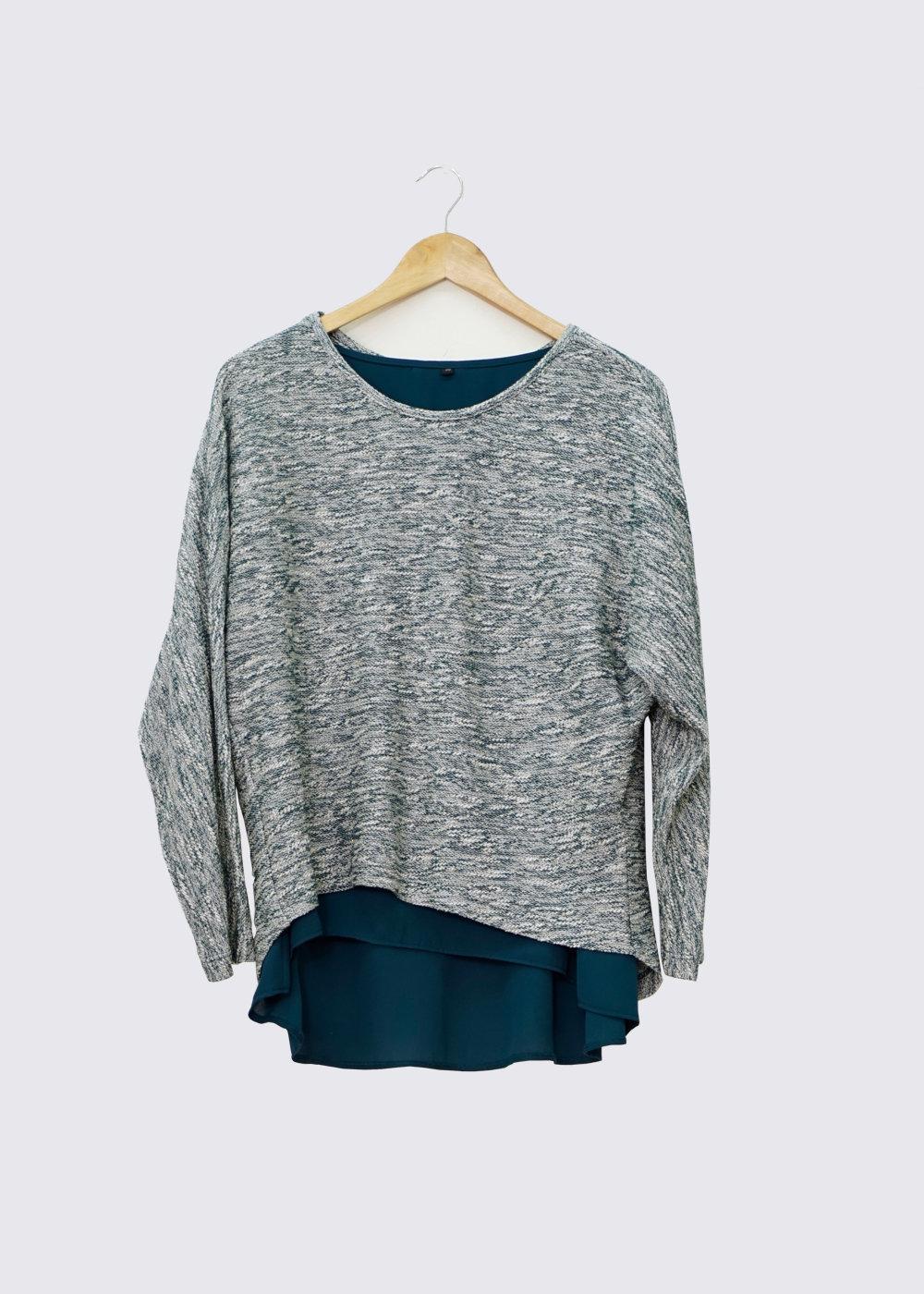 Hijab clothing GREEN ALVİNA ASYMMETRIC CUT 2-PIECE BLOUSE 4544 