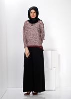 Hijab clothing CLARET RED ALVİNA ASYMMETRIC CUT 2-PIECE BLOUSE 4544 