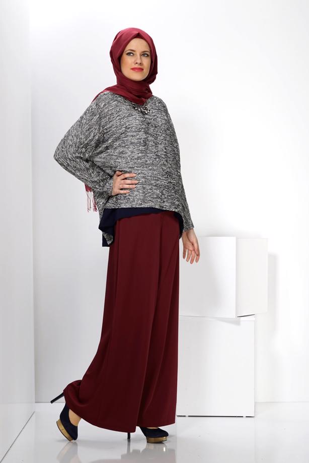 Hijab clothing NAVY BLUE ALVİNA ASYMMETRIC CUT 2-PIECE BLOUSE 4544  - TRENDTESETTÜR