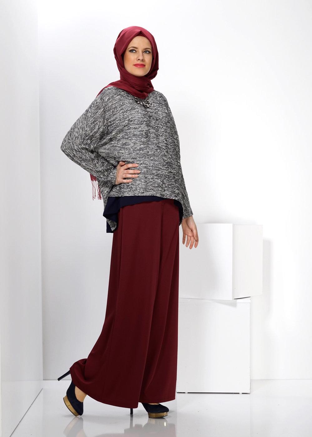 Hijab clothing NAVY BLUE ALVİNA ASYMMETRIC CUT 2-PIECE BLOUSE 4544 